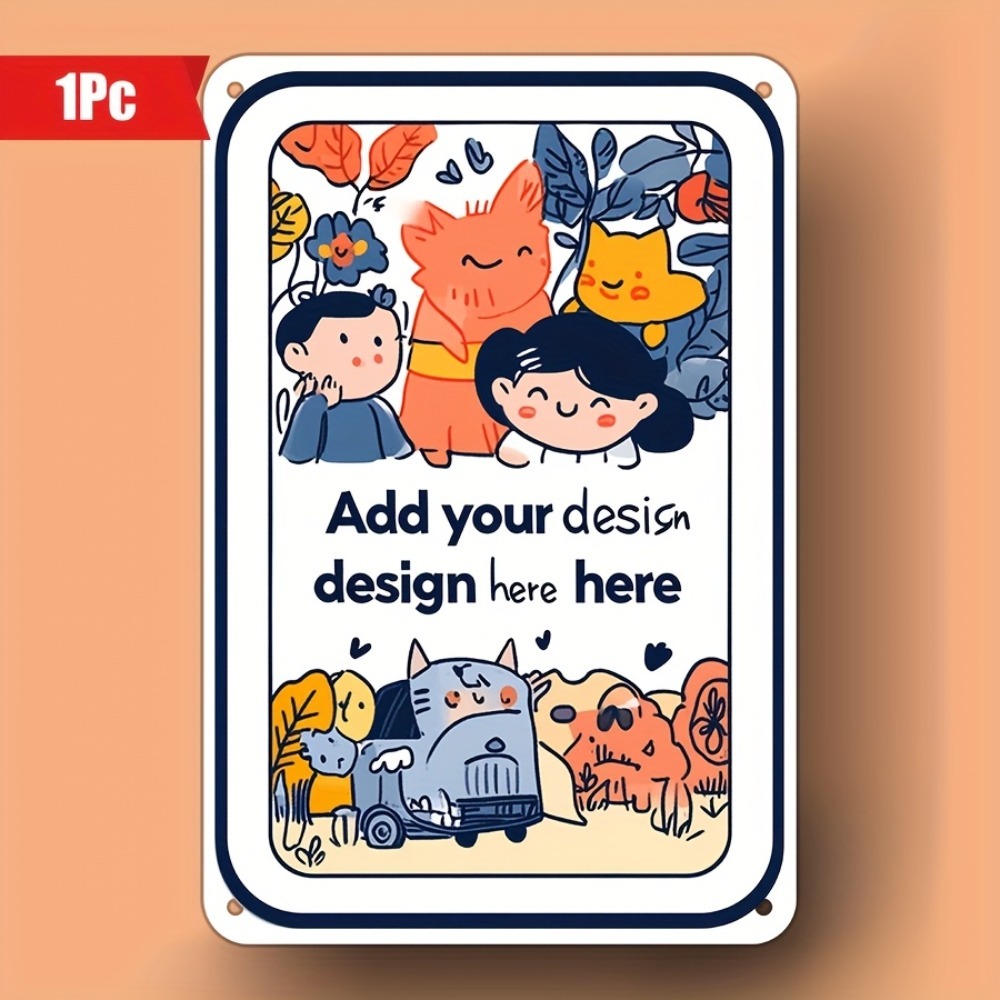Home Office Logo - Personalized Customizable Cartoon Metal Tin Plaque