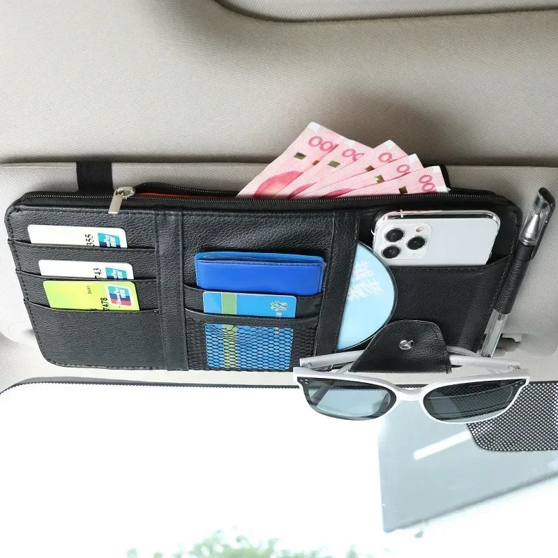 Document Holder Stand - Car Sun Visor Organizer Multi-Pocket Auto