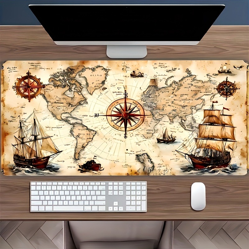 Mousepad Xl Extended - 1 Piece Retro Nautical Chart Design