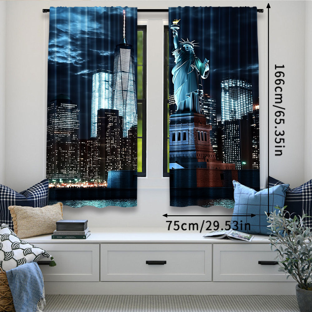 2Pcs Statue Of Liberty Curtain - Home Office York recension och pris