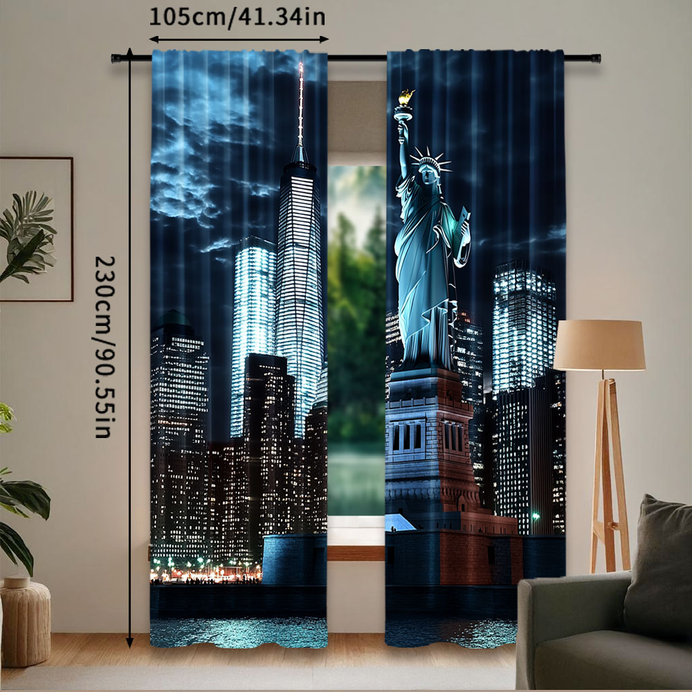 2Pcs Statue Of Liberty Curtain - Home Office York recension och pris