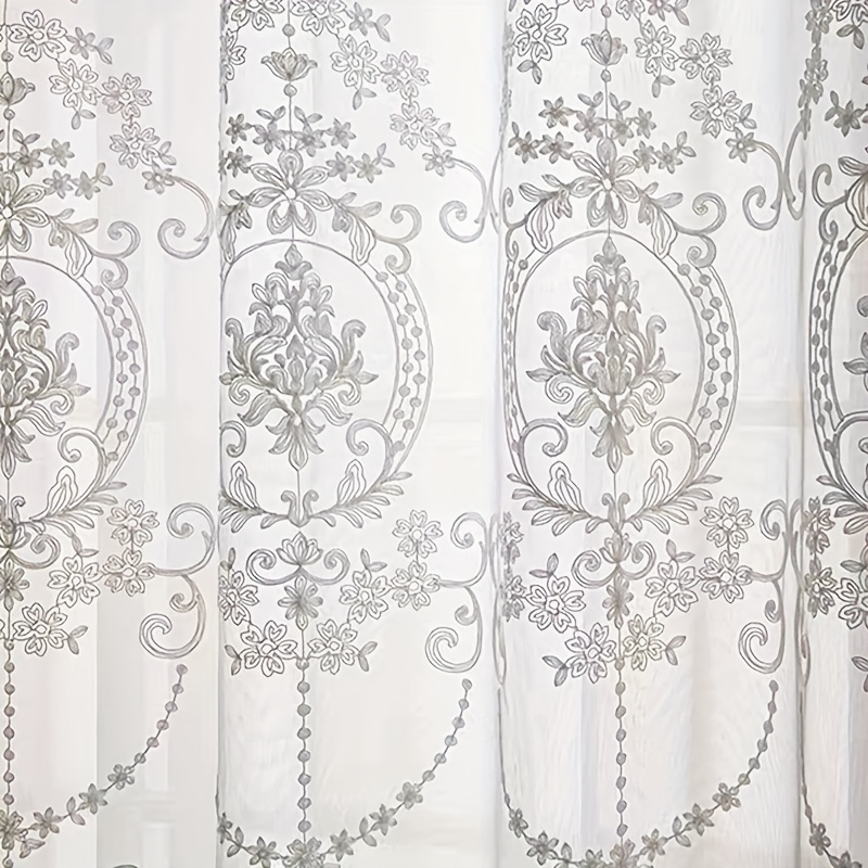 1pc White Embroidered Sheer Cu - Home Office Inspiration recension och pris