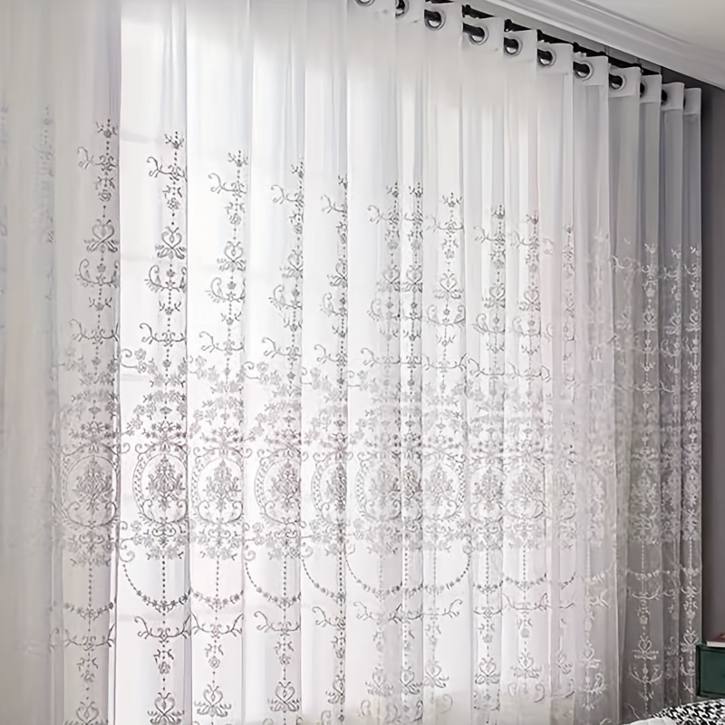 1pc White Embroidered Sheer Cu - Home Office Inspiration recension och pris