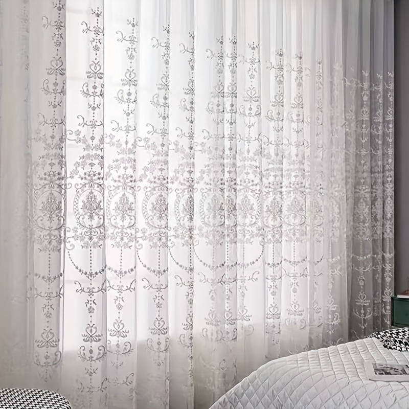 1pc White Embroidered Sheer Cu - Home Office Inspiration recension och pris