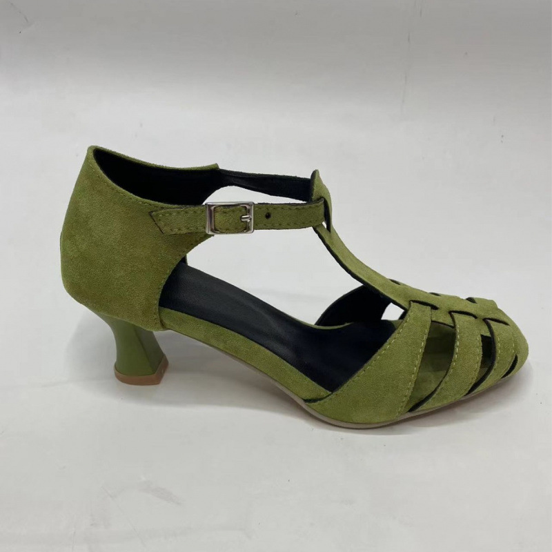 Women's Green Suede Kitten Hee - Home Office Size recension och pris