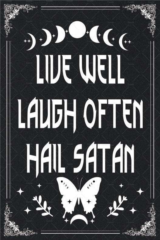 Goth Metal Tin Sign Live Well  - Home Office Inspiration recension och pris