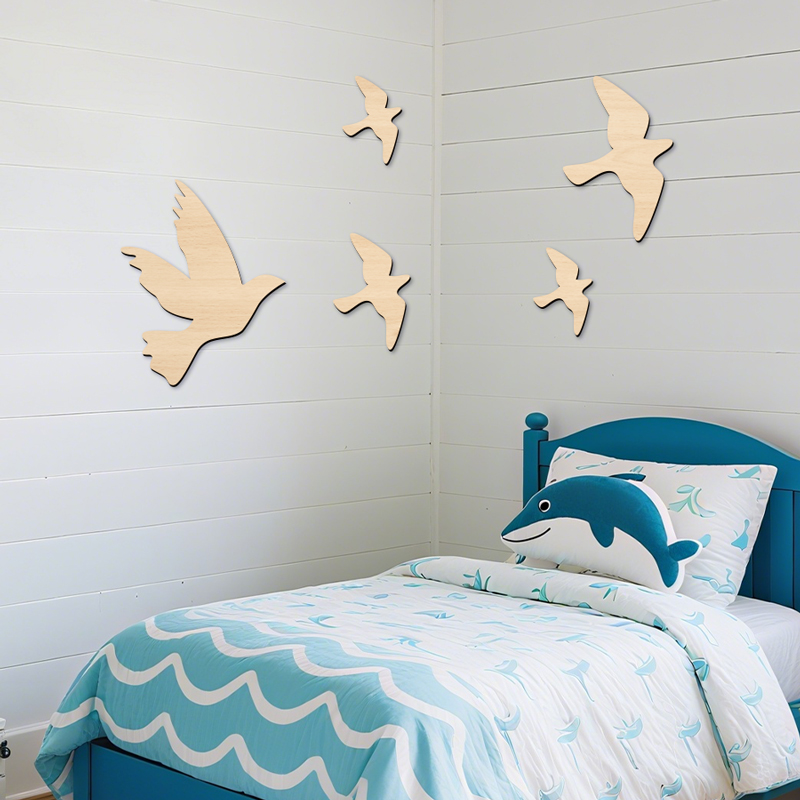 5Pcs Fly Birds Wooden Sign Sea - Home Office Yoga Room recension och pris