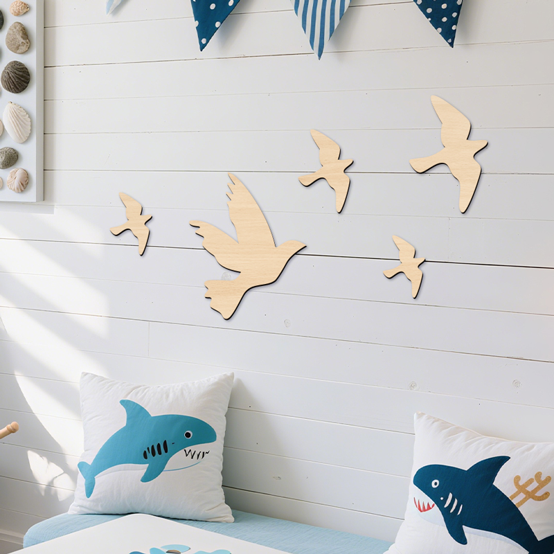 5Pcs Fly Birds Wooden Sign Sea - Home Office Yoga Room recension och pris